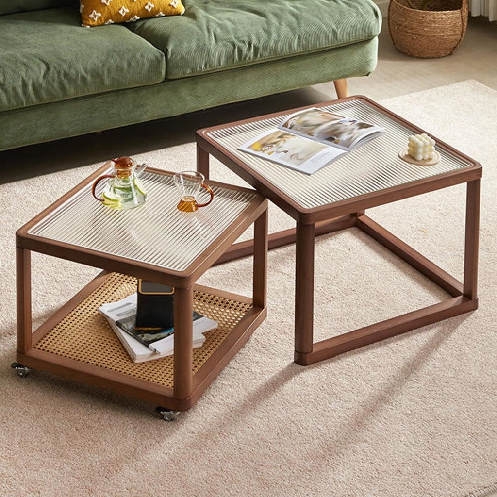 Square Glass Coffee Table Set of 2 J471098
