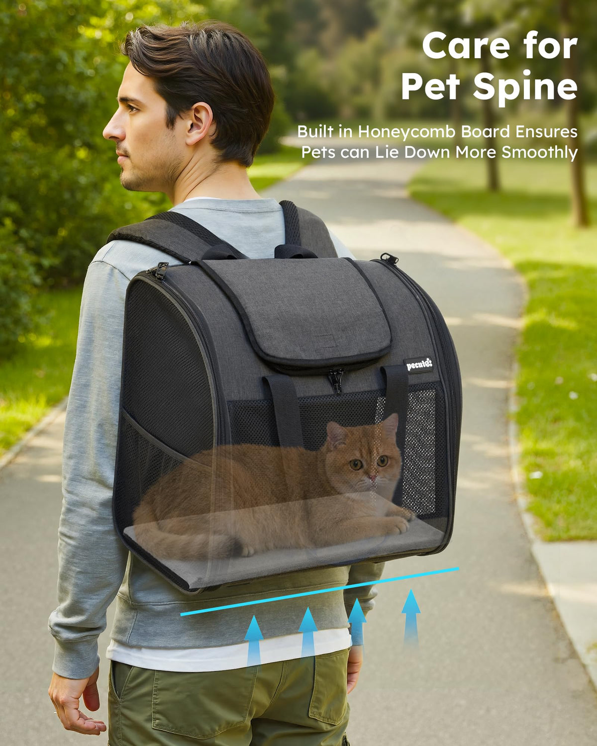 Dark Grey Cat Backpack with Breathable Mesh S246710