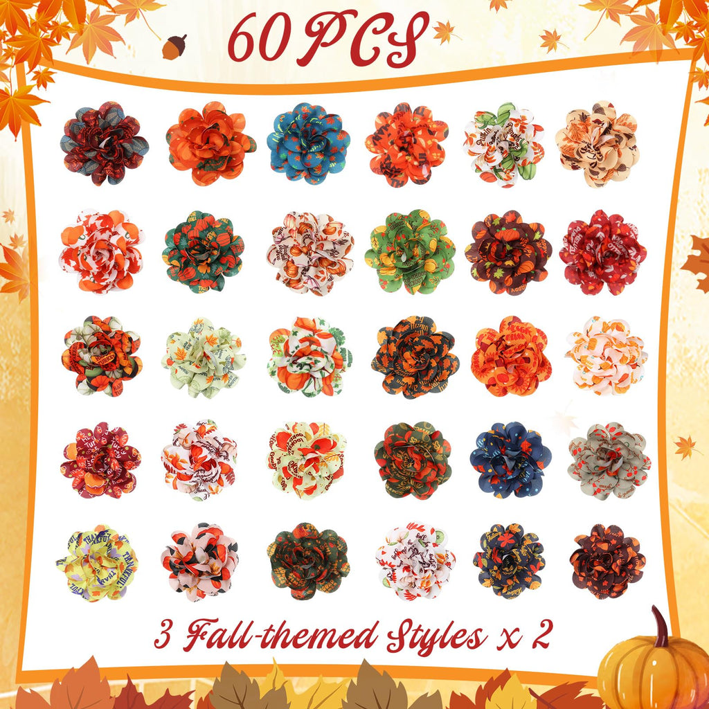 60 Pcs Fall Pet Bow J367899