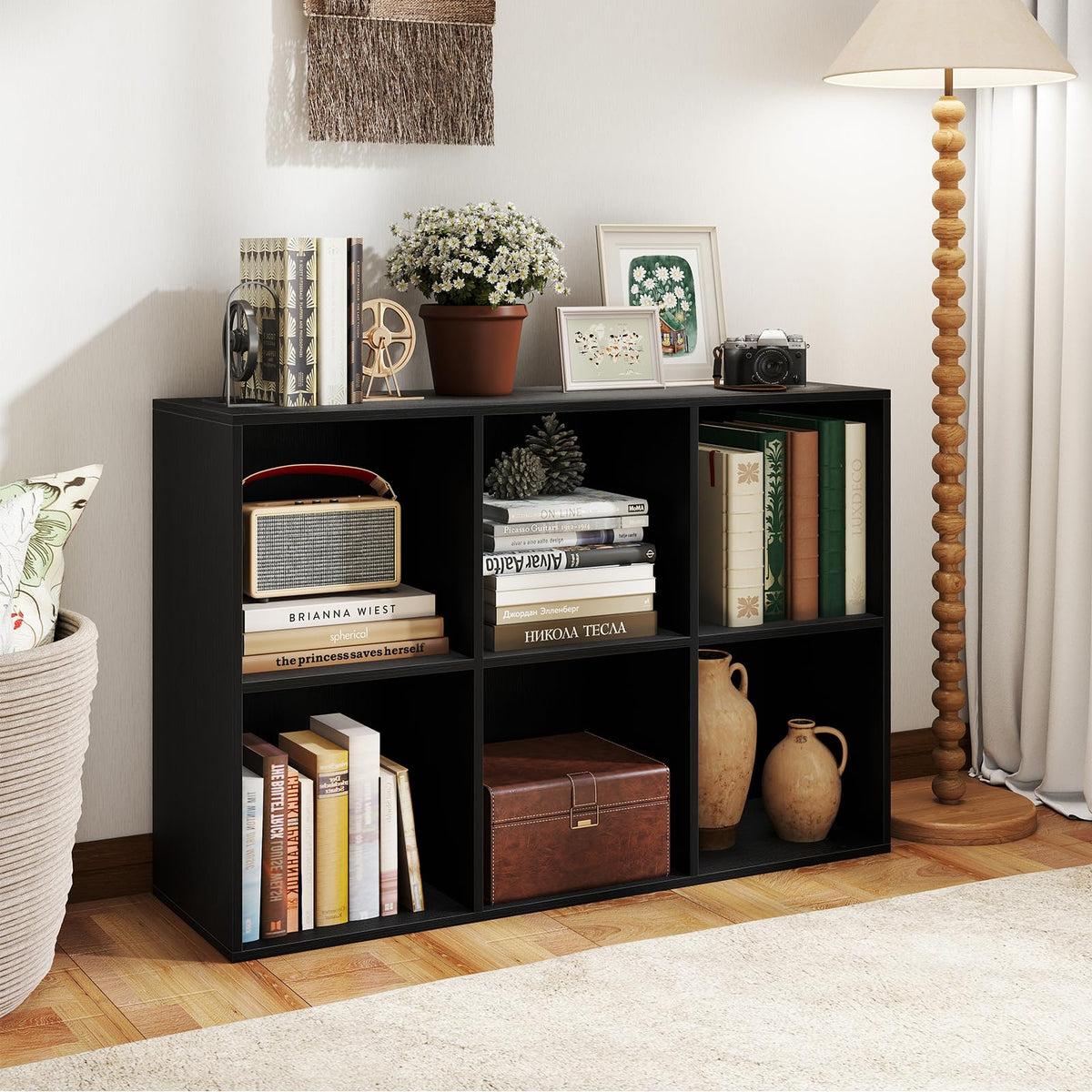 Black 6-Cube 3-Tier Bookcase P4270