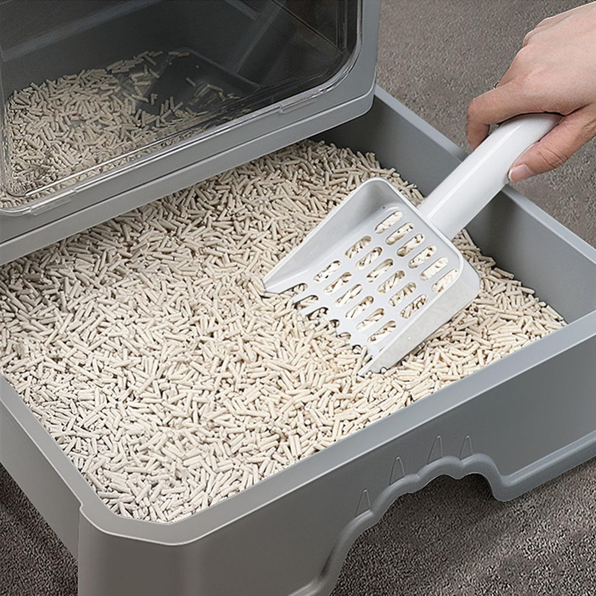 Enclosed Foldable Cat Litter Box with Lid D28133