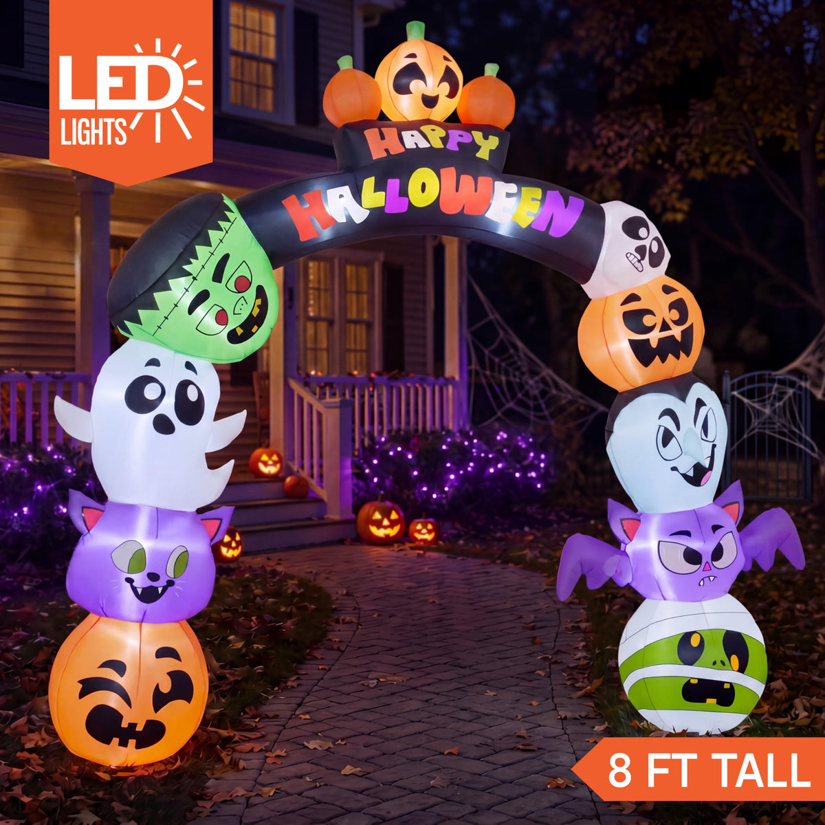 8 FT Halloween Inflatable Pumpkin Archway with LED Lights N582051