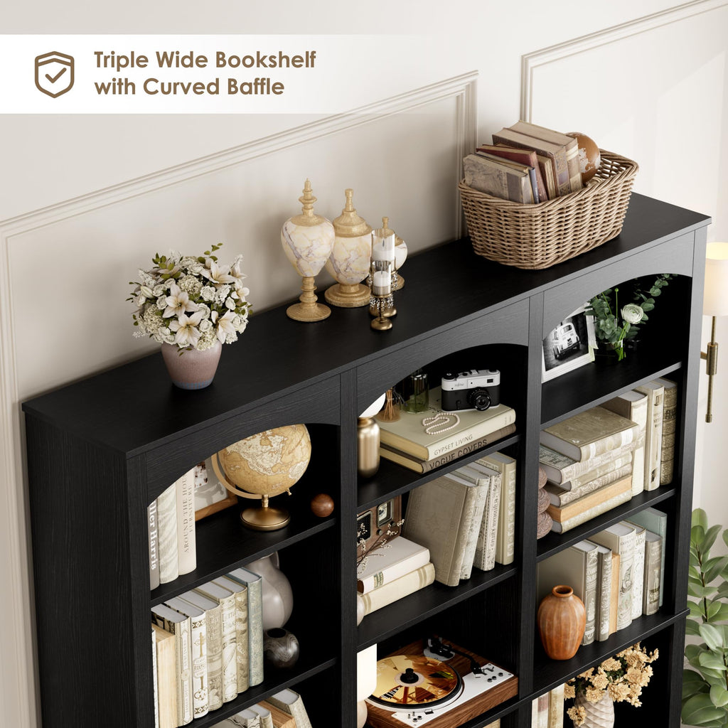 71" 6 Tier Black Bookshelf V9107
