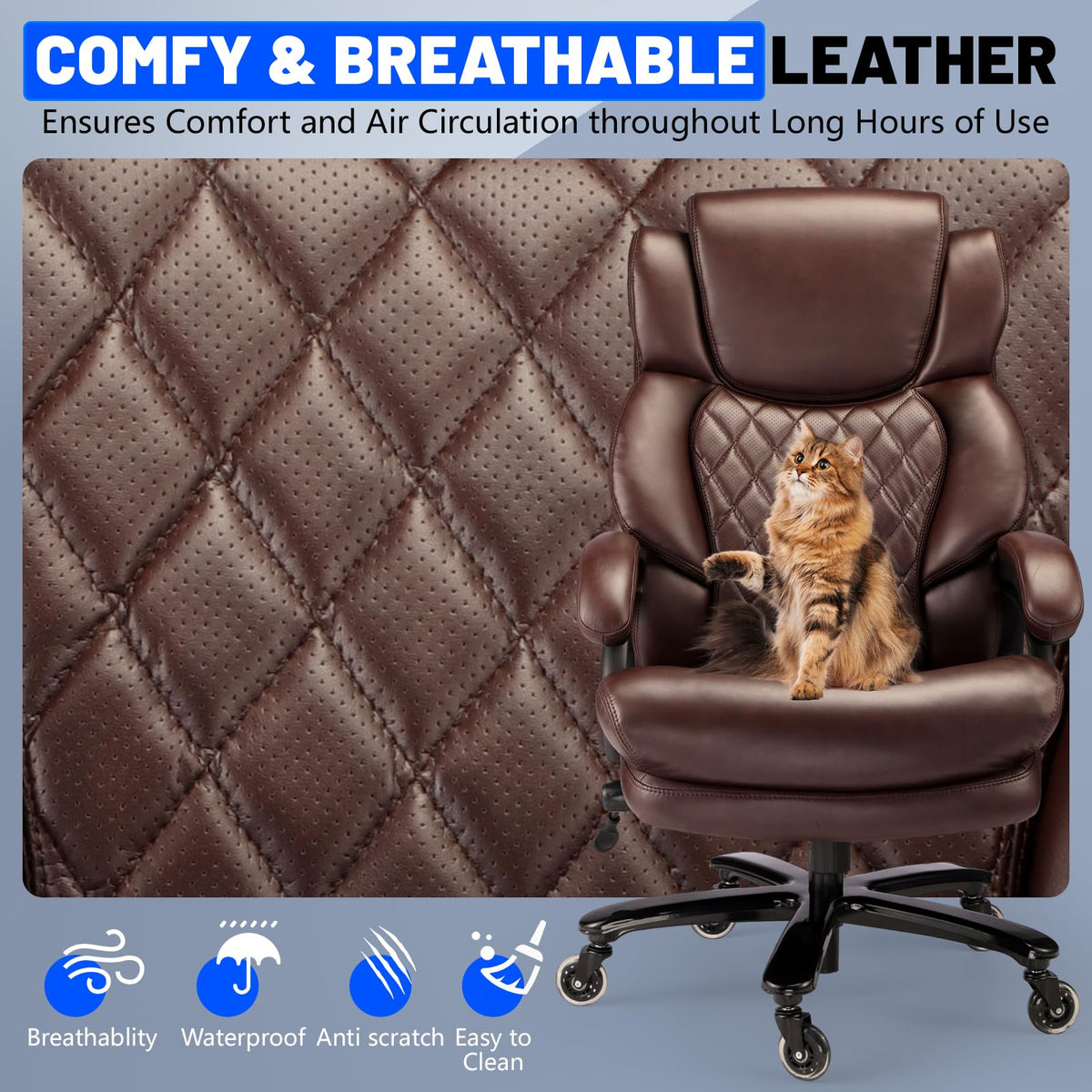 Big and Tall Office Chair with Adjustable Headrest E55746
