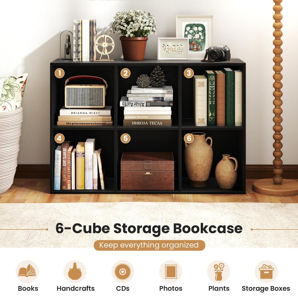 Black 6-Cube 3-Tier Bookcase P4270
