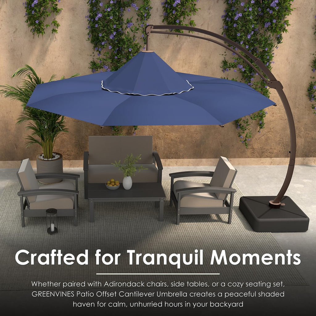 11-FT Patio Offset Cantilever Umbrella with Base V257404