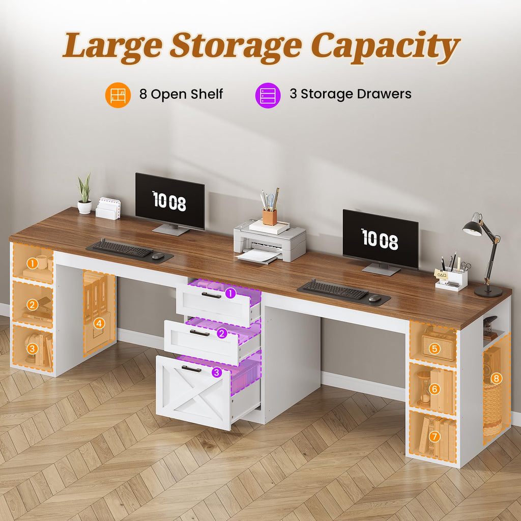 96.5" 2 Person Computer Desk with Storage Drawers G552157