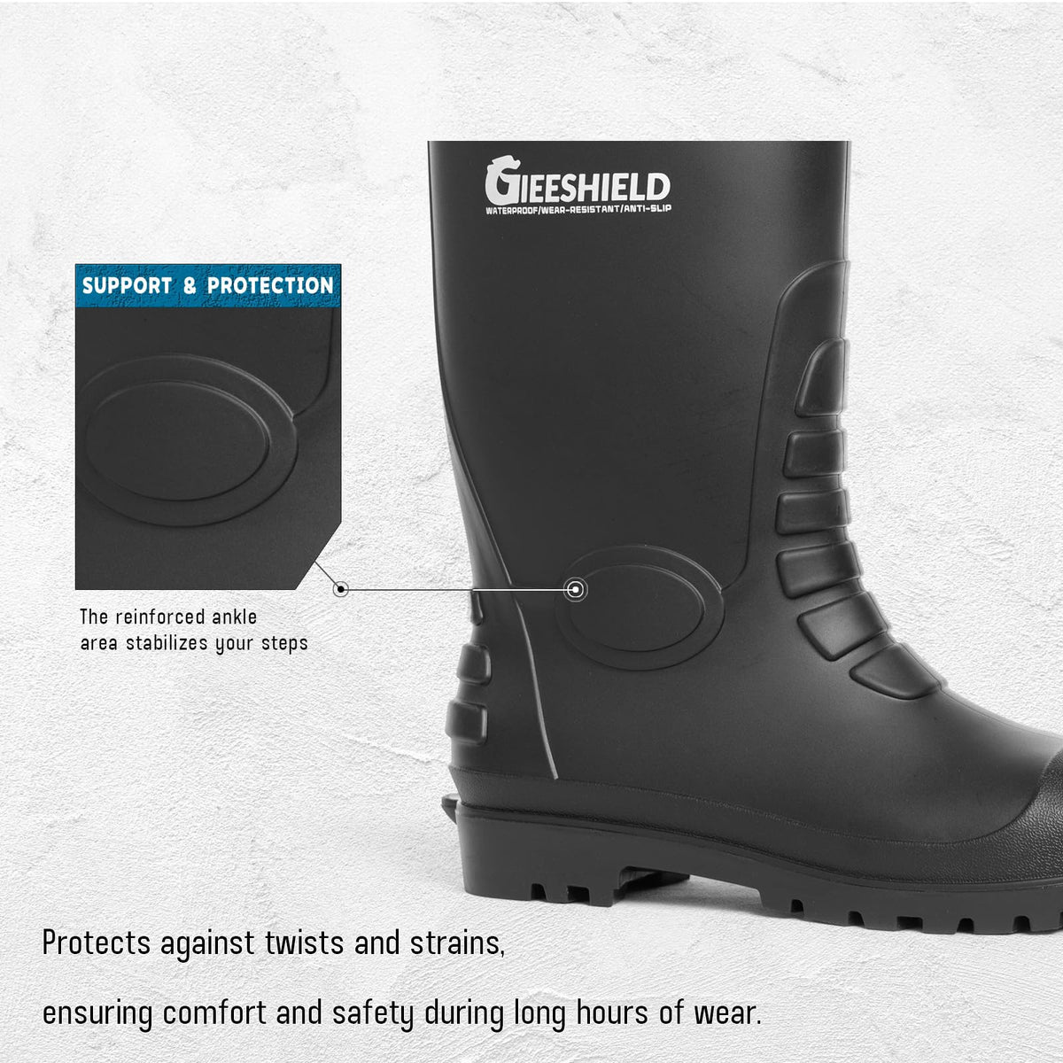 PVC Waterproof Slip-Resistant Rubber Tall Knee Boots T86384