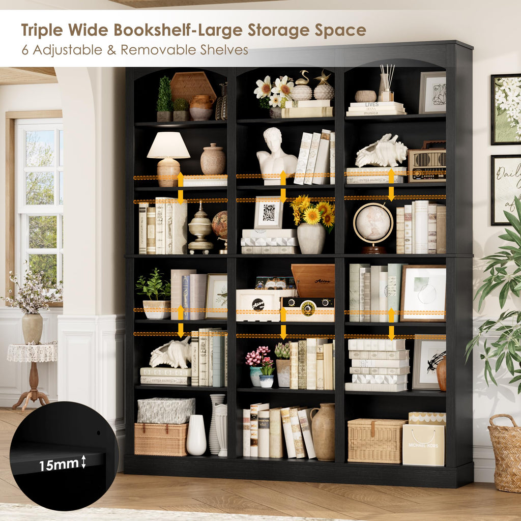 71" 6 Tier Black Bookshelf V9107