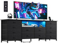 Black 12 Drawer LED Dresser TV Stand N686