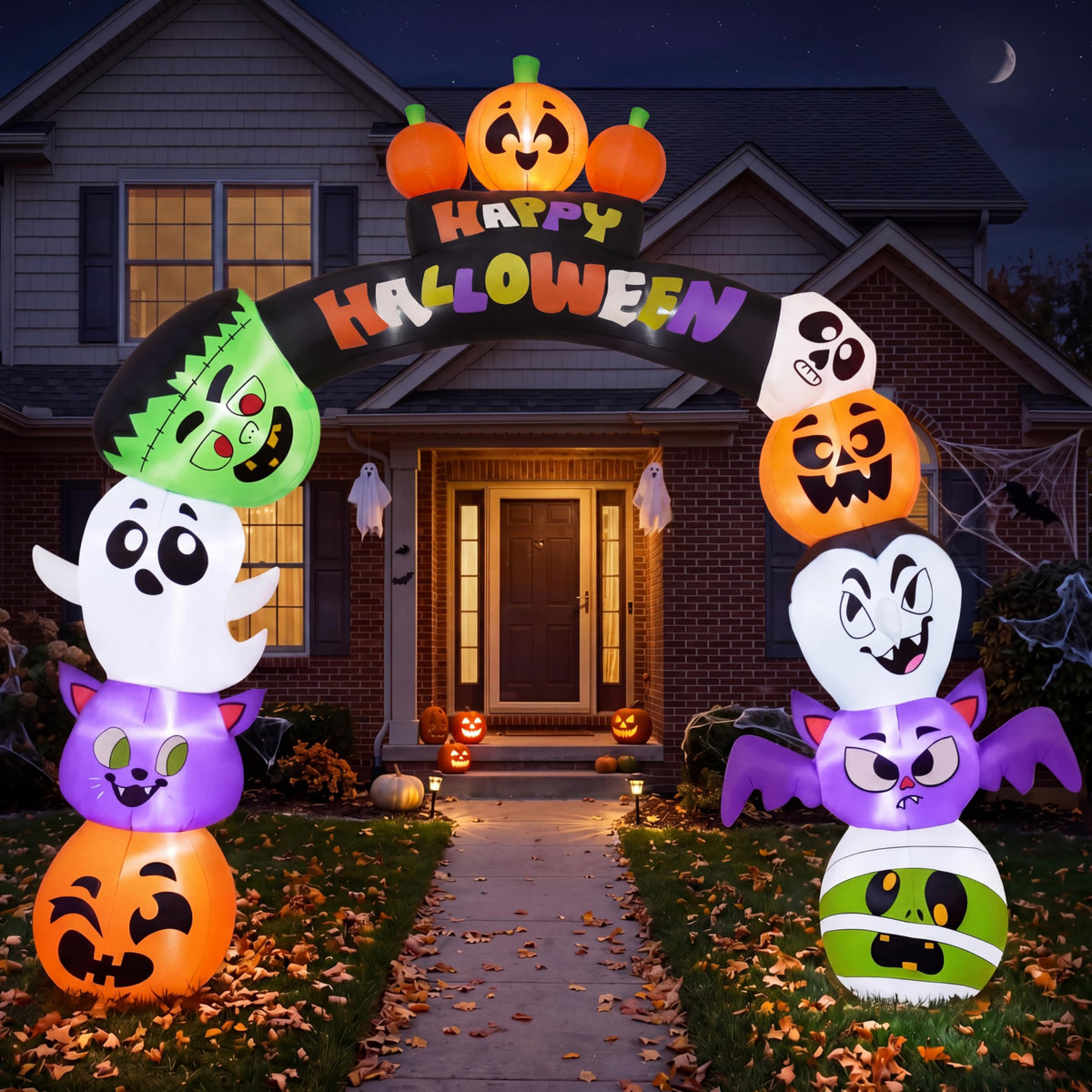 8 FT Halloween Inflatable Pumpkin Archway with LED Lights N582051