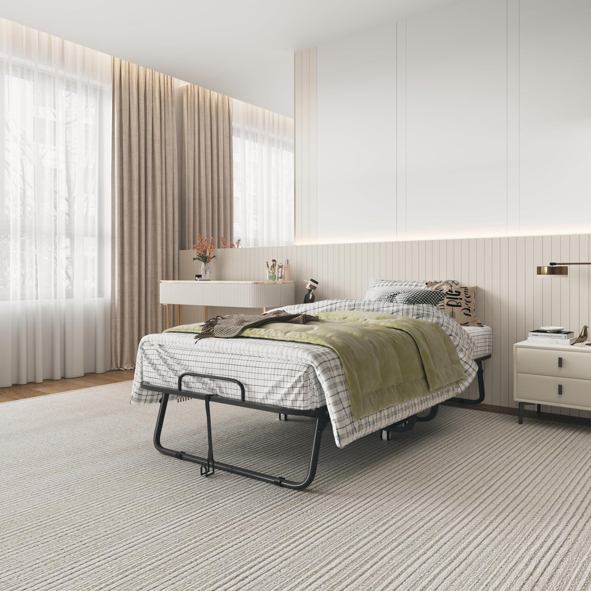 Folding Bed with Mattress 75 x 31 Inch Twin Size S28874
