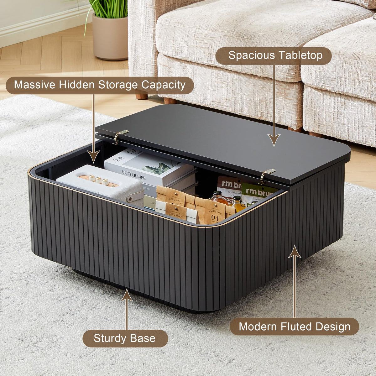 31.5" Square Coffee Table with Storage Y241