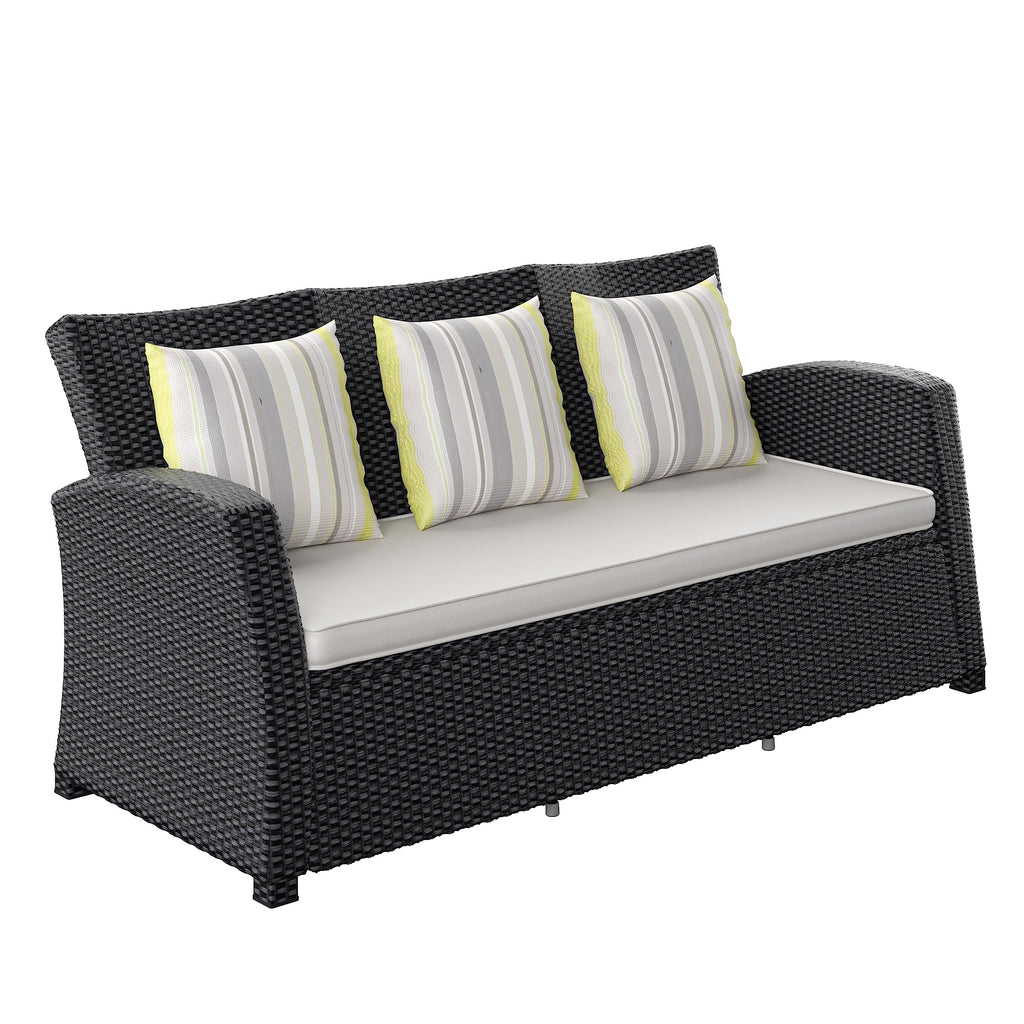 Light Grey Cushions Wicker 1-Piece Patio Sofa L743