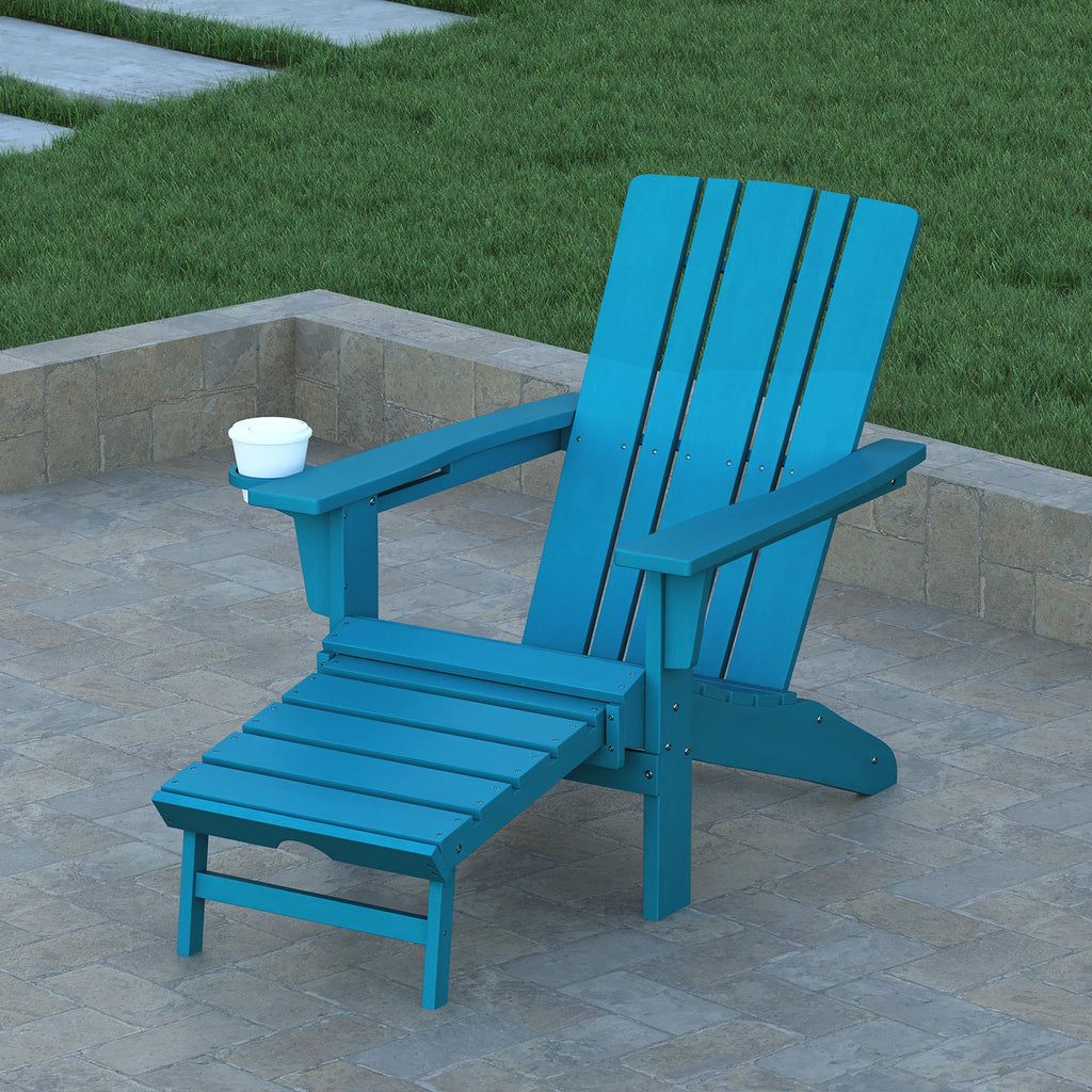 Blue Adirondack Lounge Chair with Ottoman Z10306