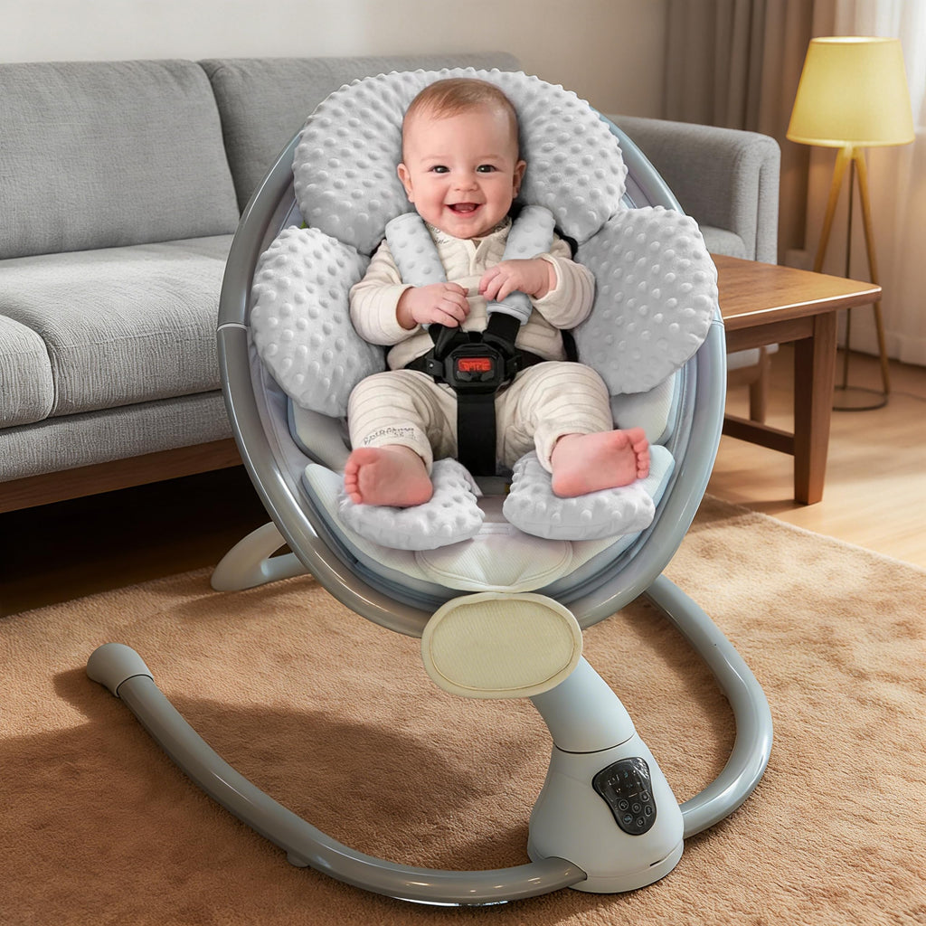 Infant Car Seat Head Neck Body Support, Ultra-Soft Minky Microfiber, 2-in-1 Reversible, Gray Q67539